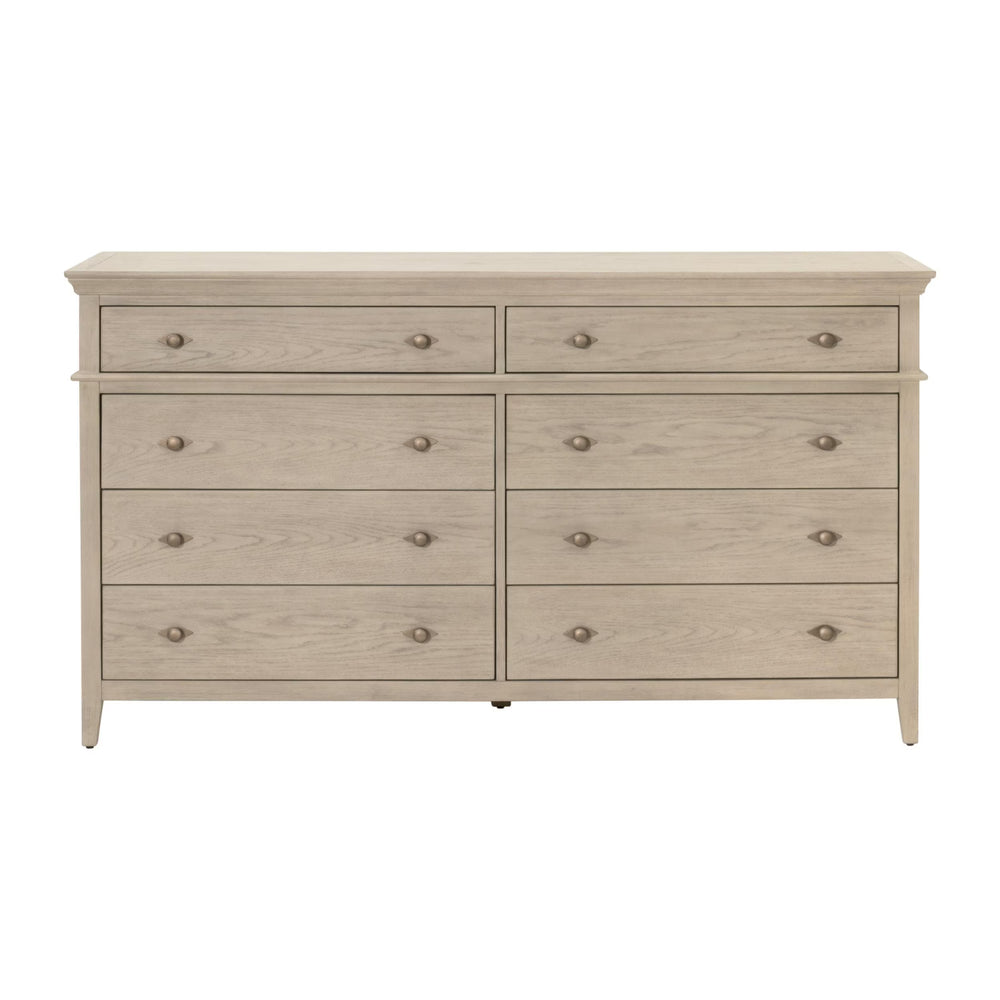 Essentials for Living Oxford Eight Drawer Double Dresser Whitewashed Oak Bedroom Storage Soft Close 5287.WW-OAK