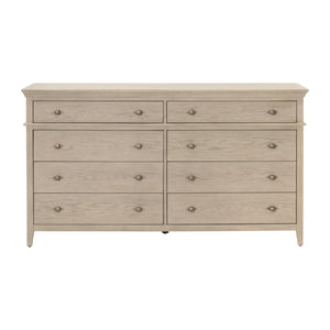 Essentials for Living Oxford Eight Drawer Double Dresser Whitewashed Oak Bedroom Storage Soft Close 5287.WW-OAK