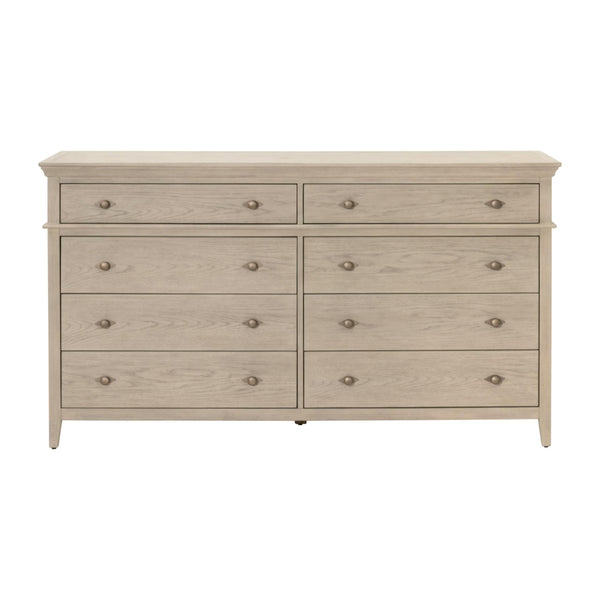 Essentials for Living Oxford Eight Drawer Double Dresser Whitewashed Oak Bedroom Storage Soft Close 5287.WW-OAK