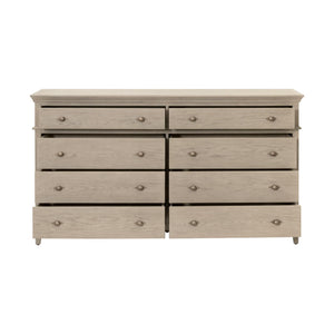 Oxford Eight Drawer Double Dresser Whitewashed Oak Bedroom Storage Soft Close