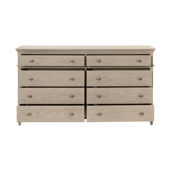 Oxford Eight Drawer Double Dresser Whitewashed Oak Bedroom Storage Soft Close