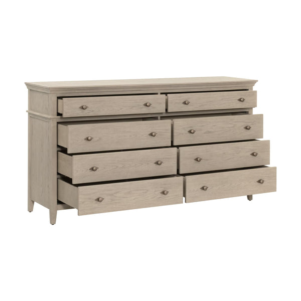 Oxford Eight Drawer Double Dresser Whitewashed Oak Bedroom Storage Soft Close