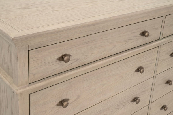 Oxford Eight Drawer Double Dresser Whitewashed Oak Bedroom Storage Soft Close