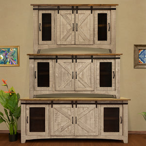 Homeroots 70" Gray Solid Wood Cabinet Enclosed Storage Distressed Tv Stand  Solid Wood 528702