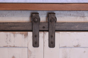 Homeroots 60" White Solid Wood Cabinet Enclosed Storage Distressed Tv Stand  Solid Wood 528705