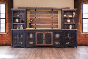 HomeRoots 68" Black Solid Wood TV Stand - Rustic Distressed Cabinet with Hidden Storage & Versatile Design 528708