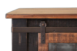 Homeroots 60" Black Solid Wood Cabinet Enclosed Storage Distressed Tv Stand  Solid Wood 528709