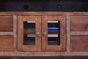 Homeroots 62" Brown Solid Wood Cabinet Enclosed Storage Distressed Tv Stand  Solid Wood 528715