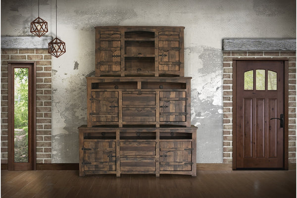 Homeroots 80" Brown Solid Wood Cabinet Enclosed Storage Distressed Tv Stand  Solid Wood 528719