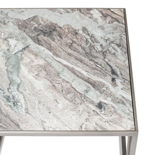 Sarreid Set Of 3 Nesting Tables With Elegant Marble Tops And Silver Antique Finish For Stylish Living Spaces Silver  52871