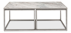 Sarreid Set Of 3 Nesting Tables With Elegant Marble Tops And Silver Antique Finish For Stylish Living Spaces Silver  52871