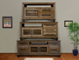 Homeroots 51" Brown Solid Wood Cabinet Enclosed Storage Distressed Tv Stand  Solid Wood 528720