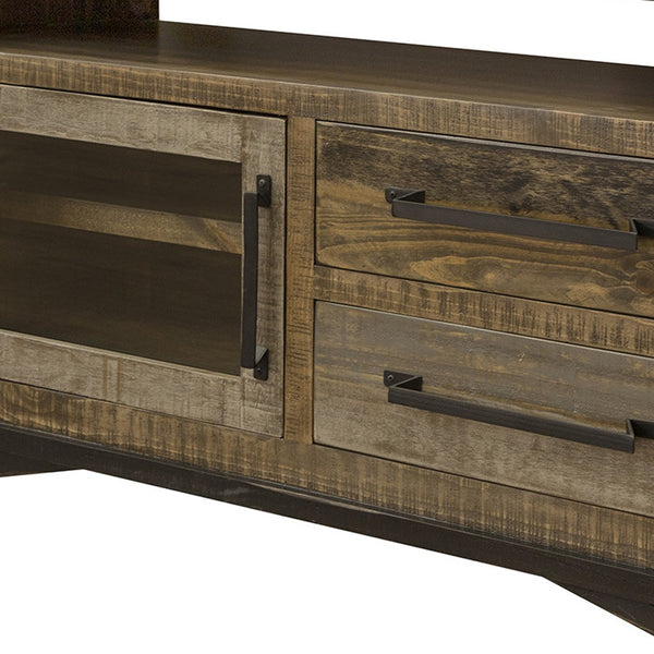 Homeroots 51" Brown Solid Wood Cabinet Enclosed Storage Distressed Tv Stand  Solid Wood 528720