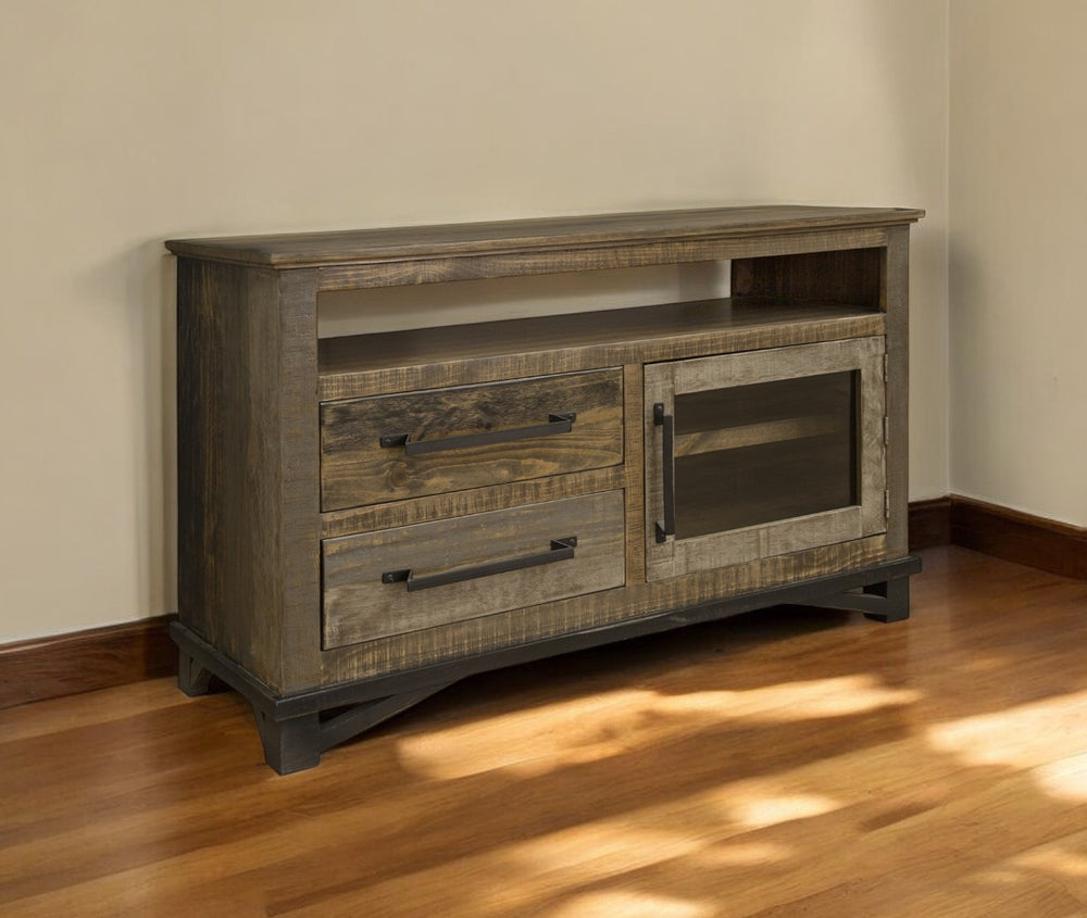 Homeroots 51" Brown Solid Wood Cabinet Enclosed Storage Distressed Tv Stand  Solid Wood 528720