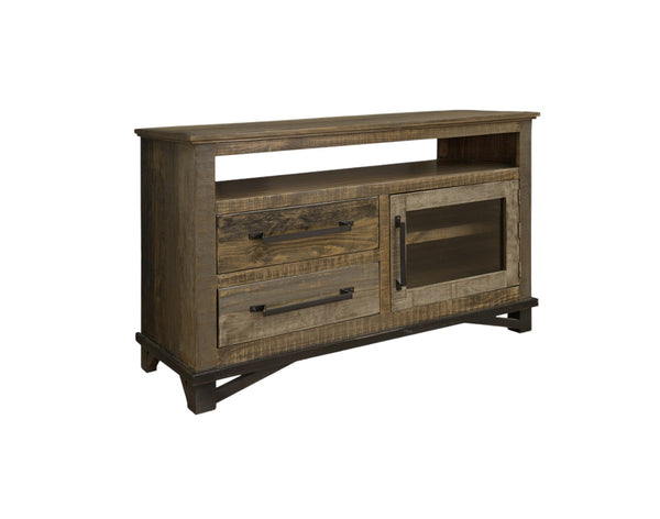Homeroots 51" Brown Solid Wood Cabinet Enclosed Storage Distressed Tv Stand  Solid Wood 528720