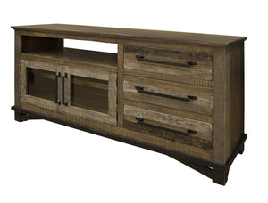 Homeroots 61" Brown Solid Wood Cabinet Enclosed Storage Distressed Tv Stand  Solid Wood 528721
