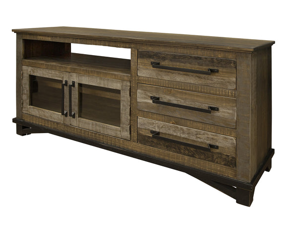 Homeroots 61" Brown Solid Wood Cabinet Enclosed Storage Distressed Tv Stand  Solid Wood 528721