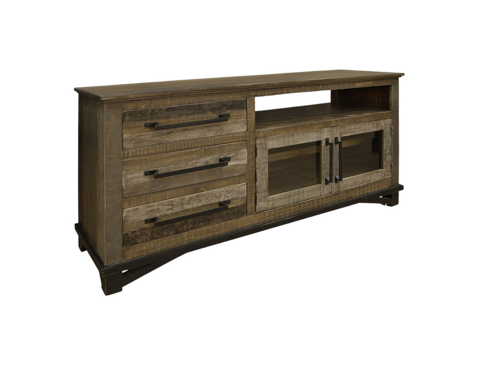 Homeroots 61" Brown Solid Wood Cabinet Enclosed Storage Distressed Tv Stand  Solid Wood 528721