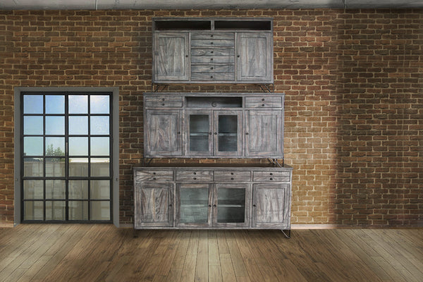 Homeroots 80" Gray Mango Solid Wood Enclosed Storage Distressed Tv Stand  Solid Wood 528725