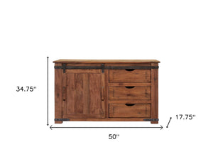 Homeroots 50" Brown Solid Wood Enclosed Storage Distressed Tv Stand  Solid Wood 528726