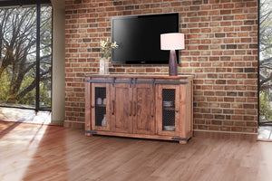 Homeroots 60" Brown Solid Wood Cabinet Enclosed Storage Distressed Tv Stand  Solid Wood 528729