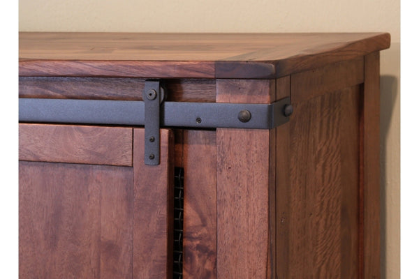 Homeroots 60" Brown Solid Wood Cabinet Enclosed Storage Distressed Tv Stand  Solid Wood 528729