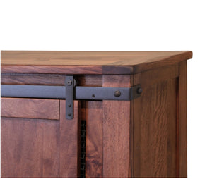 Homeroots 70" Brown Solid Wood Cabinet Enclosed Storage Distressed Tv Stand  Solid Wood 528730