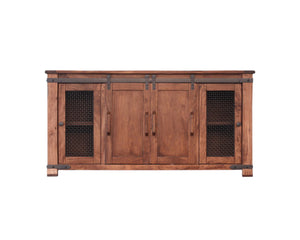 Homeroots 70" Brown Solid Wood Cabinet Enclosed Storage Distressed Tv Stand  Solid Wood 528730