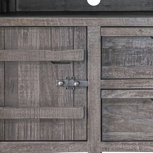 Homeroots 70" Gray Solid Wood Cabinet Enclosed Storage Distressed Tv Stand  Solid Wood 528742