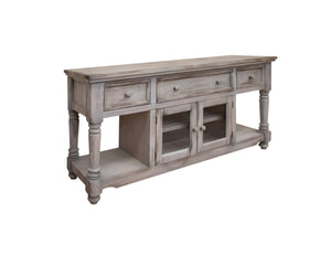 Homeroots 70" Desert Sand Solid Wood Open Shelving Distressed Tv Stand  Solid Wood 528744