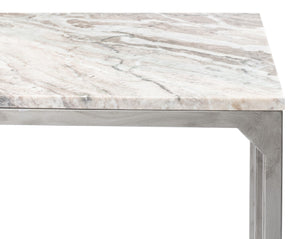 Sarreid Open Modern Desk With Shelves And Elegant Marble Top - Antique Silver Finish, Stylish Iron Design Silver  52874