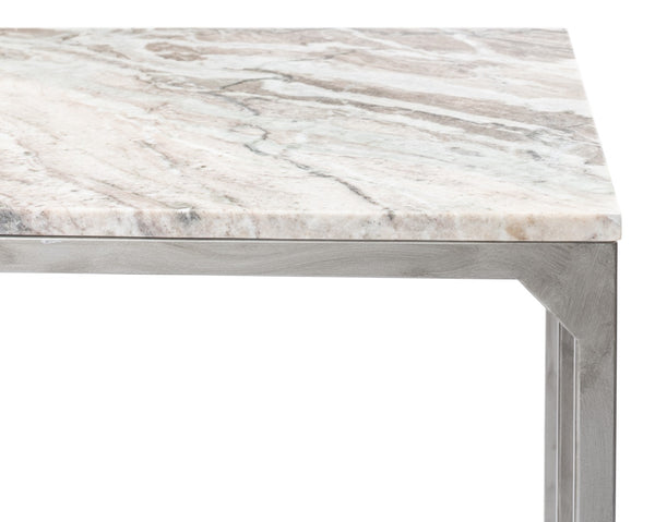 Sarreid Open Modern Desk With Shelves And Elegant Marble Top - Antique Silver Finish, Stylish Iron Design Silver  52874