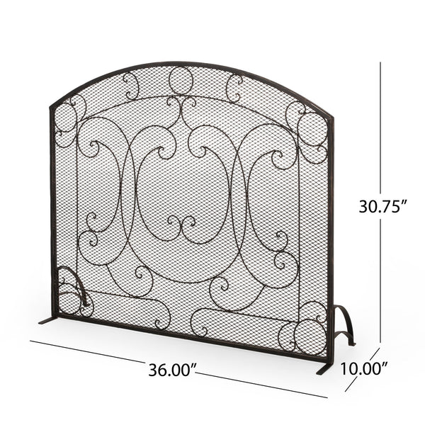 English Elm Christopher Knight Home® - FIREPLACE Black+Gold Iron Screen 40x34.25 Decorative Mesh Guard — Stylish Heat Shield & Spark Barrier 67717.00BBGLD
