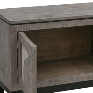 Homeroots 93" Gray Solid Wood Cabinet Enclosed Storage Distressed Tv Stand  Solid Wood 528755