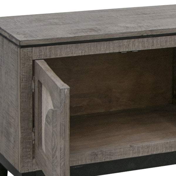 Homeroots 93" Gray Solid Wood Cabinet Enclosed Storage Distressed Tv Stand  Solid Wood 528755