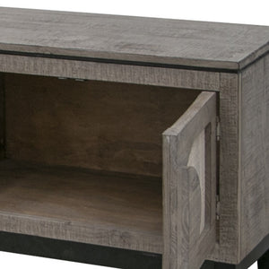 Homeroots 93" Gray Solid Wood Cabinet Enclosed Storage Distressed Tv Stand  Solid Wood 528755
