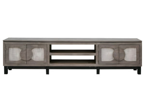 Homeroots 93" Gray Solid Wood Cabinet Enclosed Storage Distressed Tv Stand  Solid Wood 528755