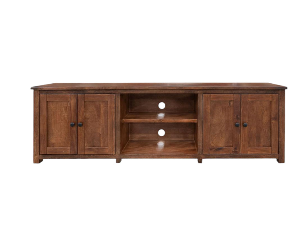 Homeroots 93" Brown Solid Wood Cabinet Enclosed Storage Distressed Tv Stand  Solid Wood 528757