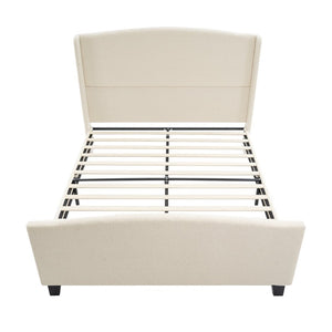 English Elm Queen Platform Bed Teddy Velvet Upholstered Tall Headboard Solid Wood Legs Modern W1716P335671