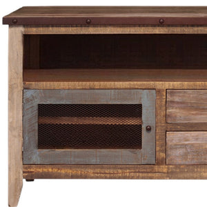 Homeroots 53" Brown Solid Wood Cabinet Enclosed Storage Distressed Tv Stand  Solid Wood 528762