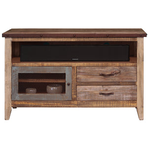 Homeroots 53" Brown Solid Wood Cabinet Enclosed Storage Distressed Tv Stand  Solid Wood 528762