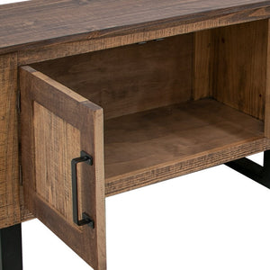 Homeroots 93" Brown Solid Wood Cabinet Enclosed Storage Distressed Tv Stand  Solid Wood 528767