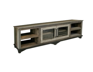Homeroots 93" Brown Solid Wood Cabinet Enclosed Storage Distressed Tv Stand  Solid Wood 528768