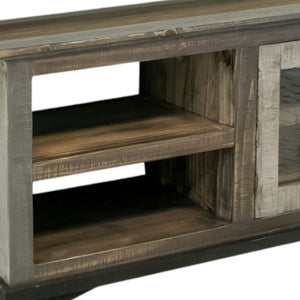 Homeroots 93" Brown Solid Wood Cabinet Enclosed Storage Distressed Tv Stand  Solid Wood 528768