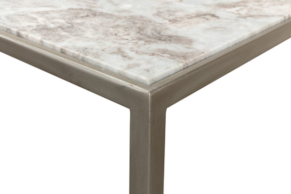 Sarreid Minimal Console Table - Elegant Silver Antique Design With Iron Frame And Marble Top For Modern Homes Silver  52876