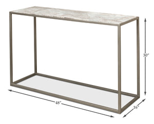 Sarreid Minimal Console Table - Elegant Silver Antique Design With Iron Frame And Marble Top For Modern Homes Silver  52876
