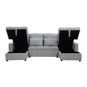 English Elm 101.2" Modular Chenille Sectional Sofa with Tufted Cushions and Deep Seating for Living Room N719S001750E