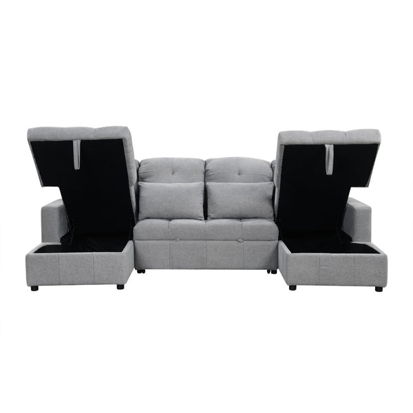 English Elm 101.2" Modular Chenille Sectional Sofa with Tufted Cushions and Deep Seating for Living Room N719S001750E