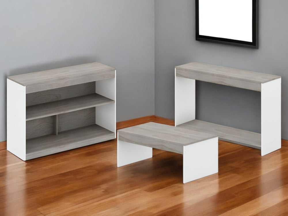 HomeRoots 39" Gray And White Console Table - Stylish Entryway & Living Room Furniture for Modern Spaces 528805