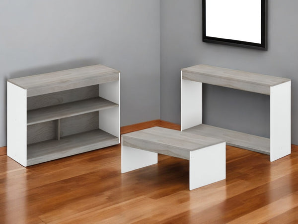 HomeRoots 39" Gray And White Console Table - Stylish Entryway & Living Room Furniture for Modern Spaces 528805